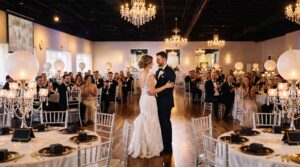 Black-tie first dance at Pizazz Ballroom